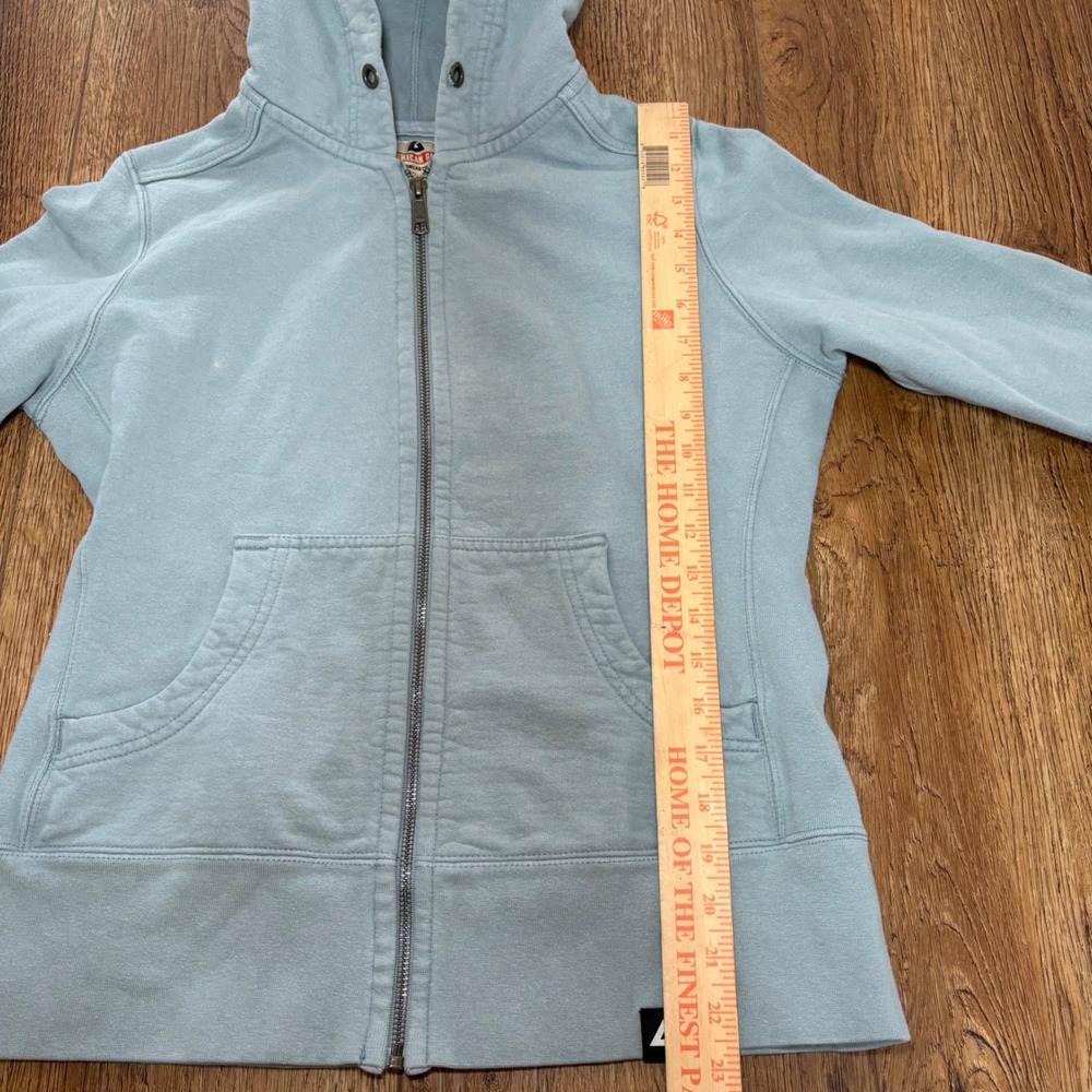 American Giant Full Zip‎ Hoodie USA Made Sweatshirt Light Blue Womens M Cotton - Picture 3 of 12